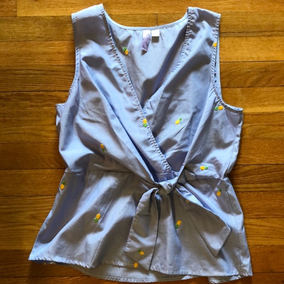 Alya Tops - Cute pineapple striped blue tank size S